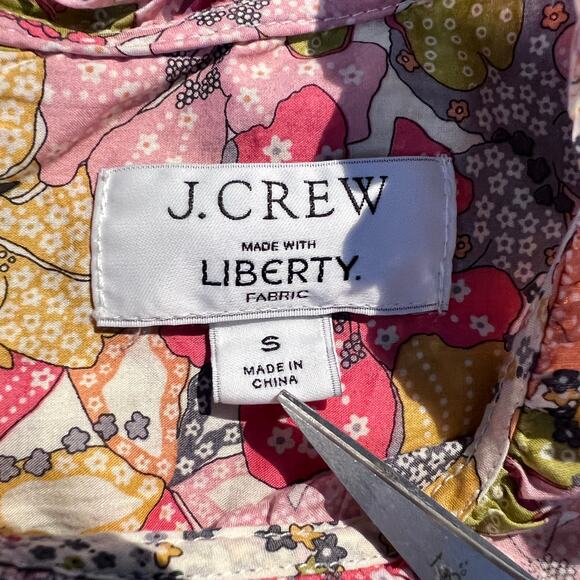 J. Crew Liberty Fabrics Top Women Small Puff Sleeve Mauvy Floral Spring Feminine - Picture 5 of 6